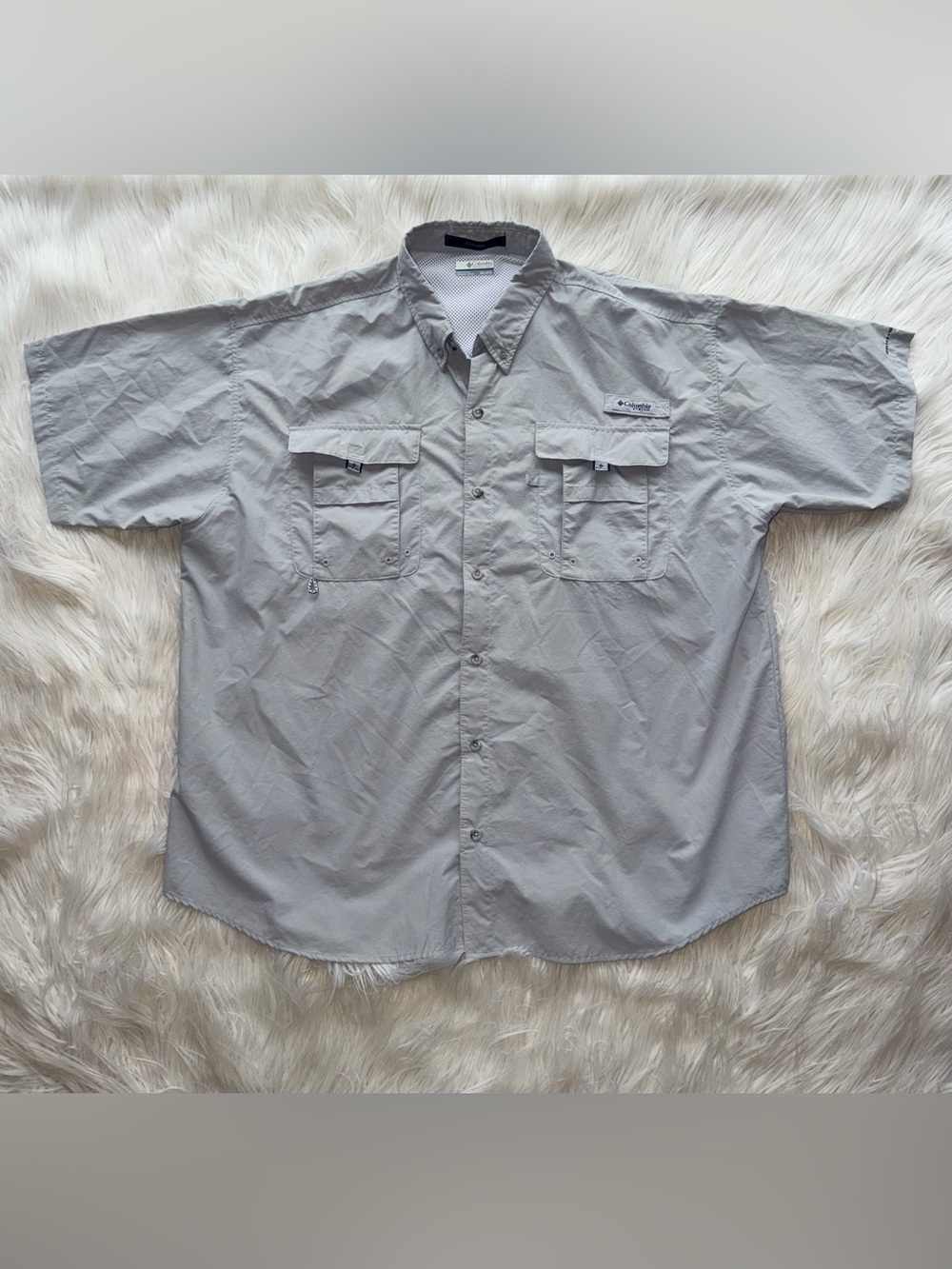 Columbia Men’s XXL Bahama Light Grey Short-Sleeve Vented Fishing Shirt